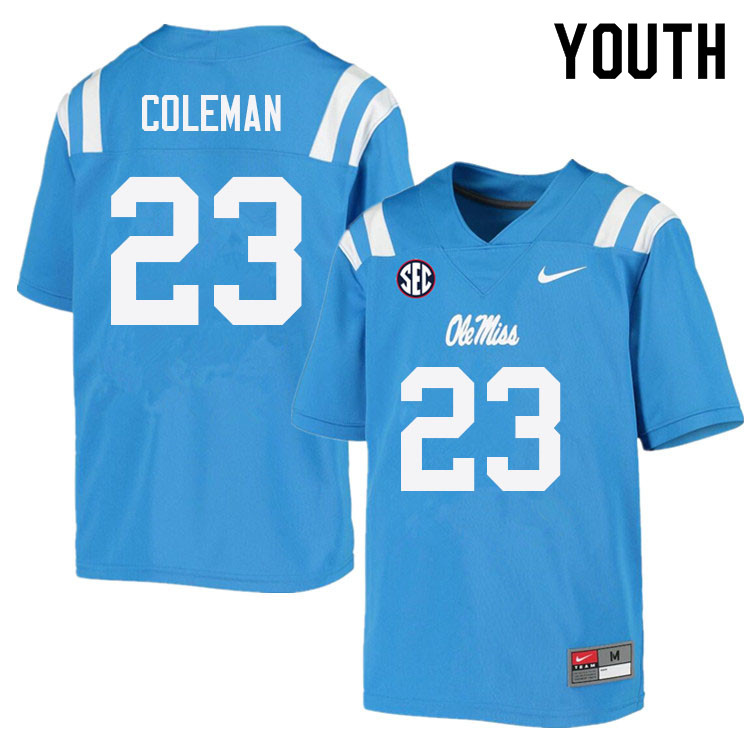 Youth #23 Khari Coleman Ole Miss Rebels College Football Jerseys Sale-Power Blue - Click Image to Close